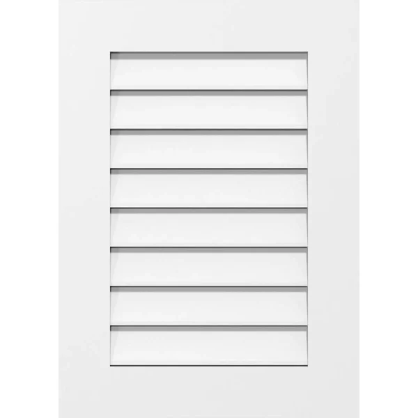 Ekena Millwork GVPVE26X1401SF 26x22W x 14x22H Vertical Surface Mount PVC Gable Vent: Functional - w/ 3-1/2x22W x 1x22P Standard F