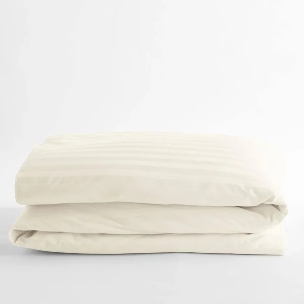 The Company Store Classic Stripe Ivory Solid Sateen Full Duvet Cover
