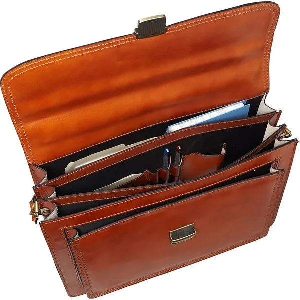 Sharo Genuine Italian Leather Apricot Brown 15-inch Laptop Briefcase