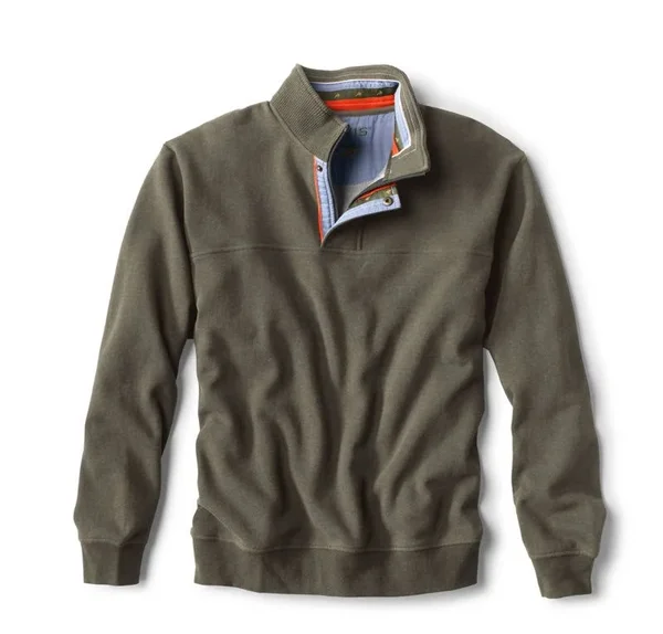 Men's Signature Quarter-Zip Sweatshirt, Forest Heather, Size Large, Cotton, Orvis