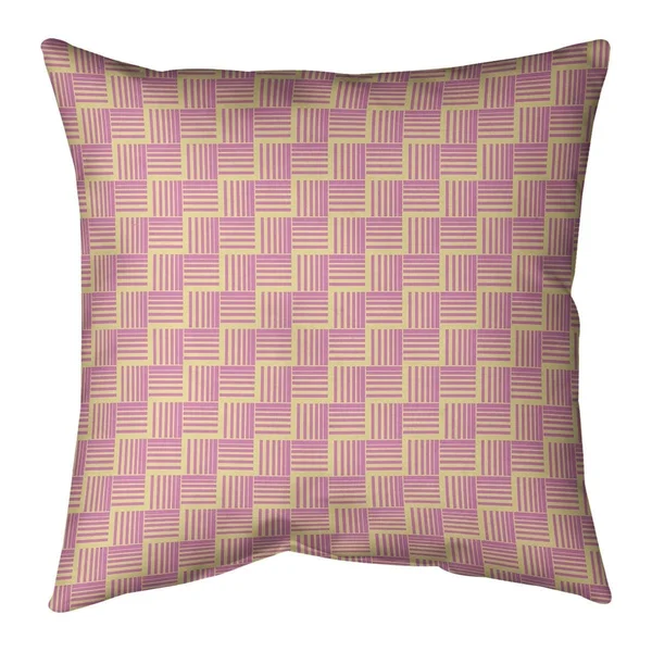 Two Color Basketweave Stripes with Yellow Throw Pillow - 20 x 20 - Purple & Yellow - Faux Suede