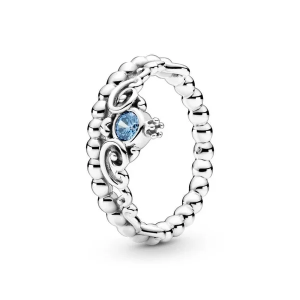 Pandora 199191C01-60 Disney Cinderella Blue Tiara Ring Size 9