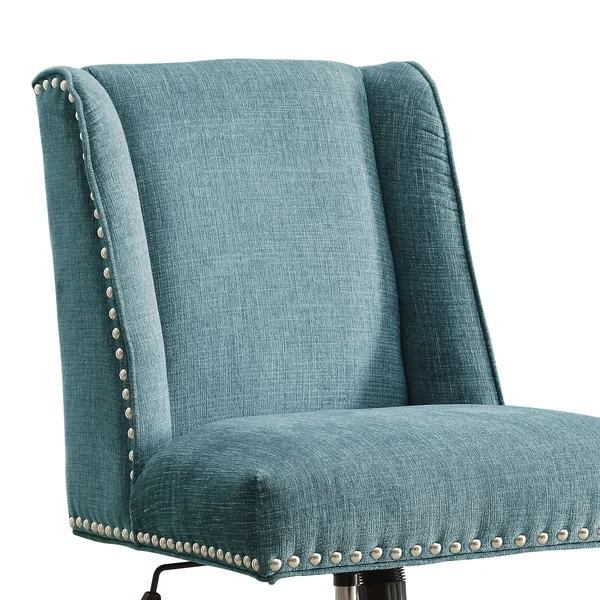 Benjara BM143953 Height Adjustable Swivel Office Chair with Metal Base - Blue and Silver