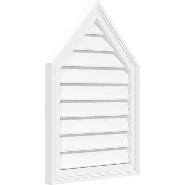 Ekena Millwork GVPPE16X2202SF-06 16x22W x 22x22H Peaked Top Surface Mount PVC Gable Vent 6/12 Pitch: Functional - w/ 2x22W x 1-1