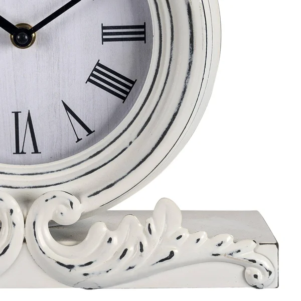 Vintage Look White Distressed Table Clock (383234)