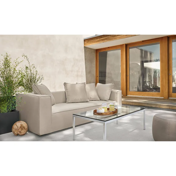 Room & Board, Modern Parsons Outdoor Coffee Table w/ 1x22 Leg 24d 48W 16h in Grey, Grey Recycled HDPE Top w/ Graphite Base