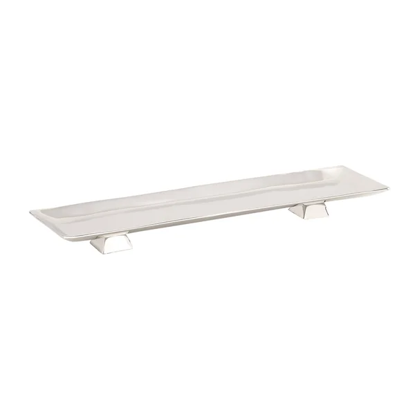 Silver Orchid Olivia Silver Aluminum Rectangular Angular Long Tray, 24 inches x 6 inches x 3 inches