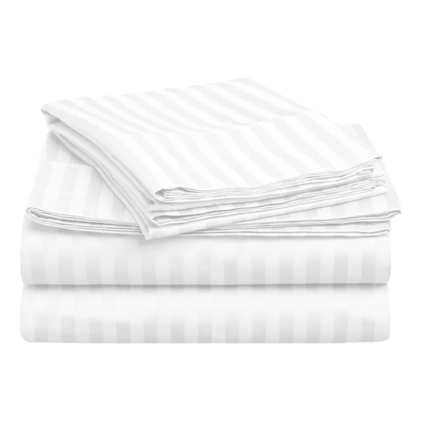 Superior 400 Thread Count Deep Pocket Stripe Cotton Sateen Sheet Set, Twin XL/Brown