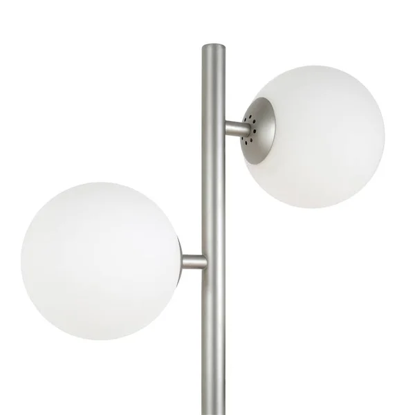 Pemberly Row 2-Light Metal Nickel and Gray Floor Lamp with Glass Orb Shade - PR-4753-1922595