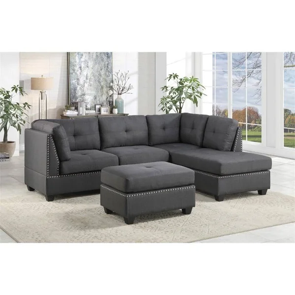 Homelegance Dasha Dark Gray Ottoman