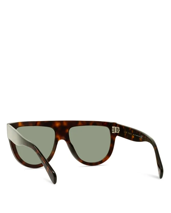 Celine 58mm Pilot Sunglasses - Red Havana/ Green