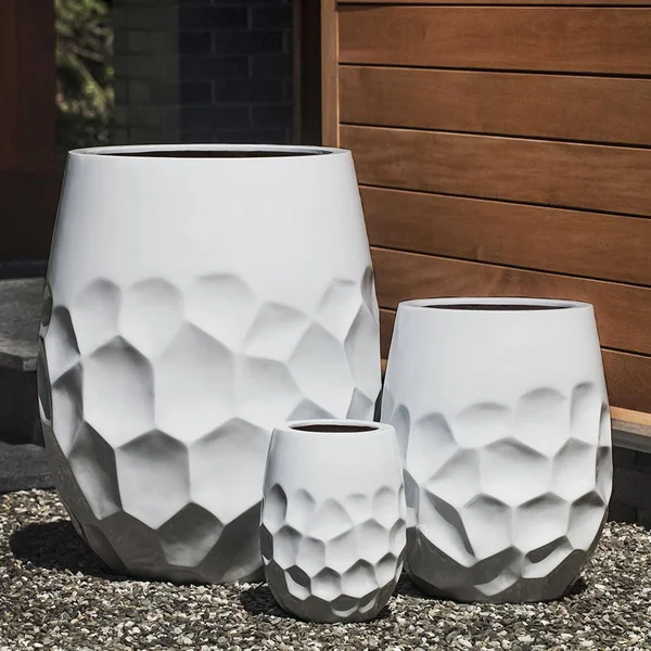 Prism Tall Planter Campania International Color: Glossy White - Size: 11x22 H x 8.75x22 W x 8.75x22 D