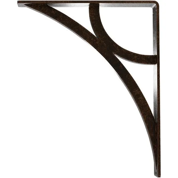 Ekena Millwork BKTM02X10X12TGLABZ 2x22W x 10x22D x 12x22H Galveston Wrought Iron Bracket, (Triple Center brace), Antiqued Bronze