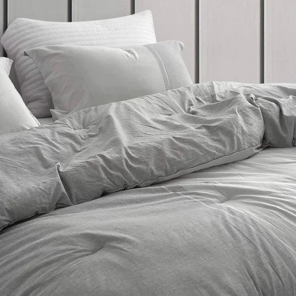 Half Moon Yarn Dyed Comforter by Byourbed Dark Gray, White, Size: King