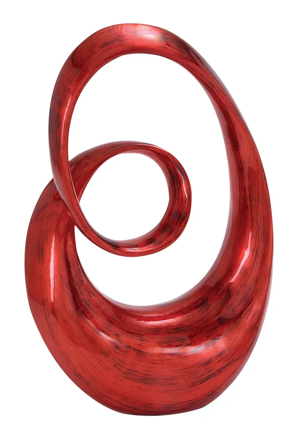 Rounded Corners Glossy Red and Black Polystone Sculpture