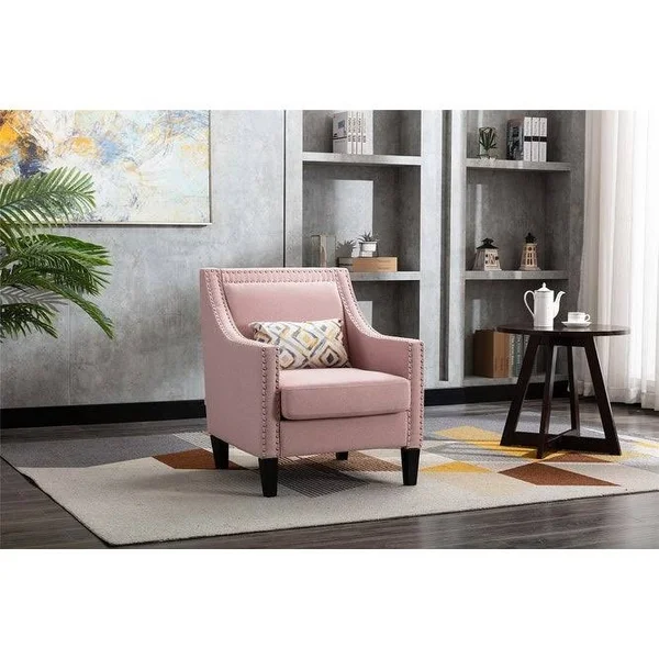 Moda Accent Armchair Living Room Chair with Beige Linen