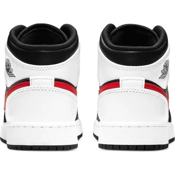 Jordan Boys AJ 1 Mid - Basketball Shoes Black/Chili Red/White Size 04.5