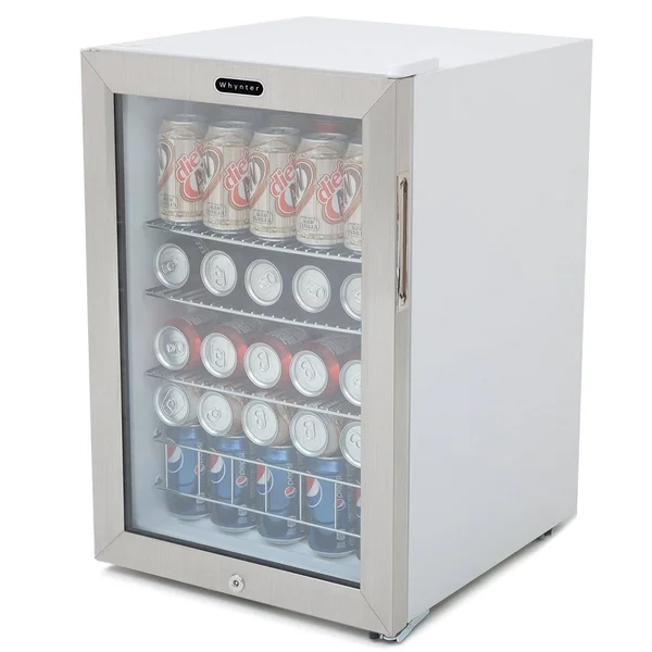 Whynter BR-091WS 90-Can Beverage Refrigerator with Lock - White