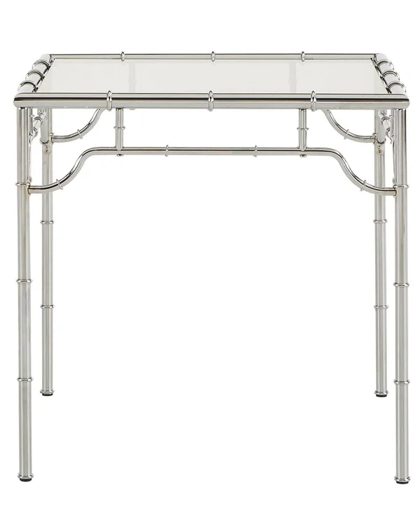 Inspire Q Gennadi Metal End Table with Glass Top - Silver
