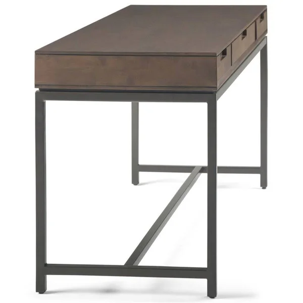 Simpli Home Banting Solid Hardwood Desk in Walnut Brown