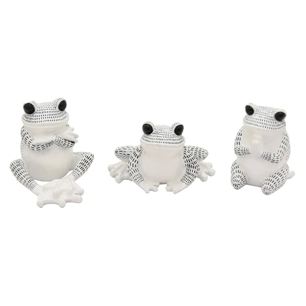 Plutus 3 Piece Modern Frog Sitting Set in White - PBTH94254