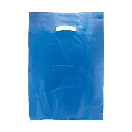 Shamrock Plastic 18 inchh x 12 inchw x 3 inchd High Density Die-Cut Handle Merchandise Bags - Dark Blue, 500/Carton