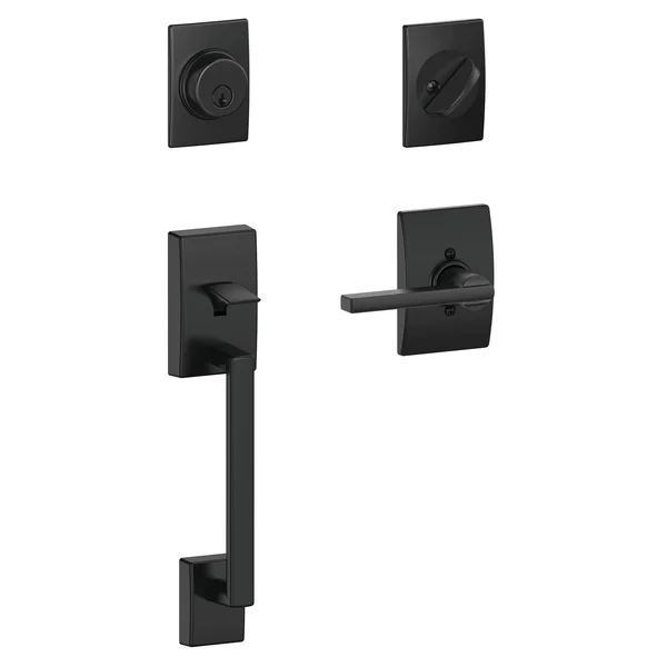 Schlage Lock Company Century Single Cylinder Handleset and Latitude Lever Matte Black (F60 Cen 622 LAT Cen )