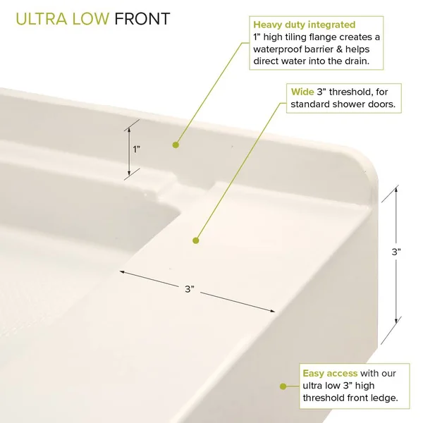 Transolid Fl4836c-32 Linear 48-in L x 36-in W Single Threshold Shower Base with A Center Drain - Cameo, Size: 48-in Large x 36-in