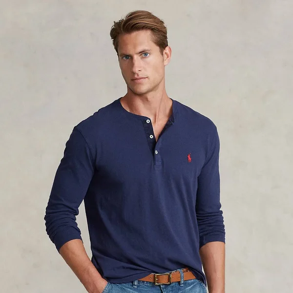 Polo Ralph Lauren Men's Long Sleeve Henley T-Shirt - Blue - X-Large