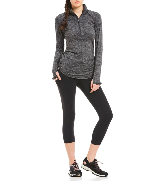 The North Face Women's Motivation Stripe 1/2 Zip TNF Black Micro Stripe - L