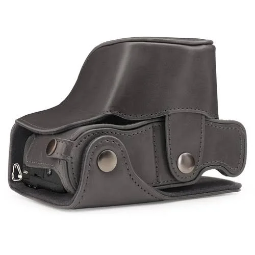 MegaGear mg1706 Ever Ready Leather Camera Case Compatible with Panasonic Lumix Dmc-gx85 - Dmc-gx80 (12-32mm) - Gray