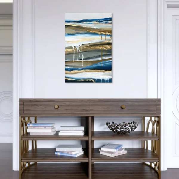 Oliver Gal 'Lovely Blue Skies' Abstract Wall Art Canvas Print Paint - Gold, Blue - 16 x 24