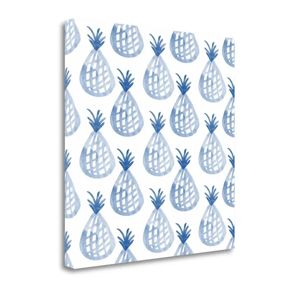 20x22 x 20x22 Indigo Pineapples by Linda Woods Fine Art Giclee Print