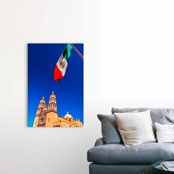 Mexican Flag Parroquia Cathedral - Dolores, Hidalgo, Mexico, Canvas Wall Art, 32x48, Great Big Canvas