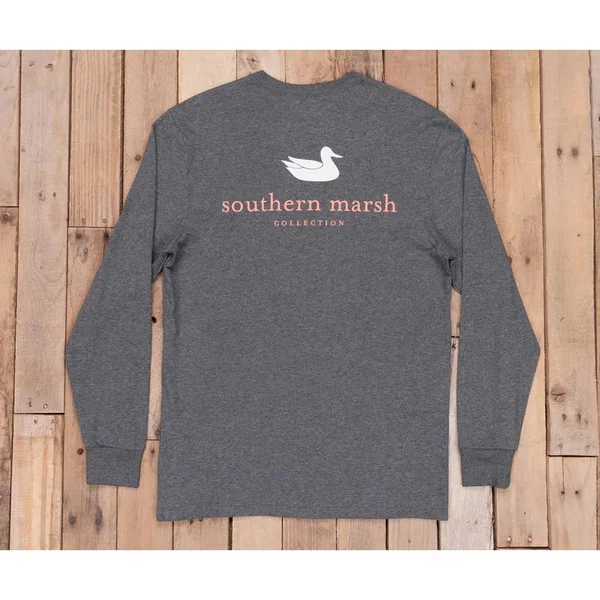 Southern Marsh Heather Authentic Long Sleeve Tee - Washed Navy - L