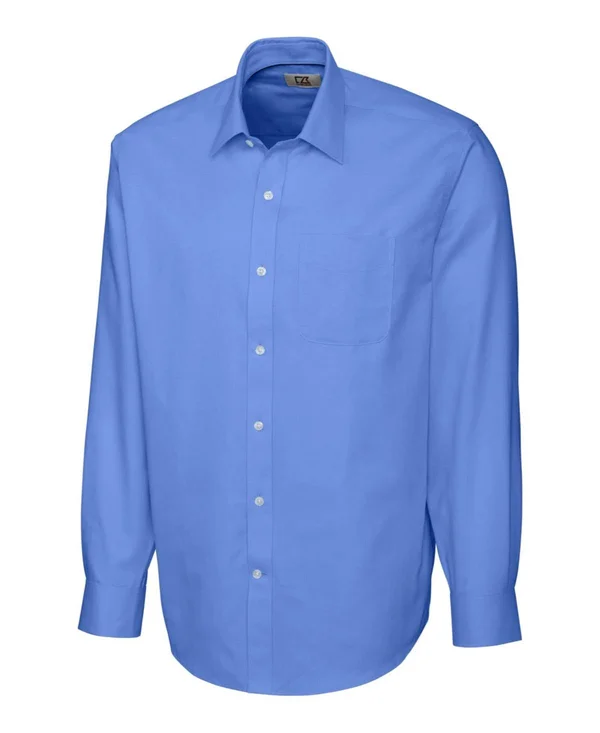 Cutter & Buck Men's Big and Tall Long Sleeve Epic Easy Care Spread Nailshead, White - 5XB
