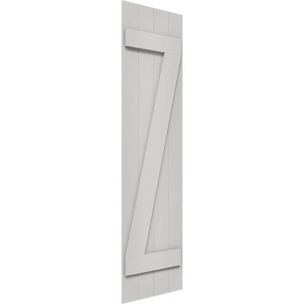 Ekena Millwork FBJ06Z21X091RUF 21 1/2x22W x 91x22H Rustic Four Board Joined Board-n-Batten Faux Wood Shutters w/Z-Board (Per Pai