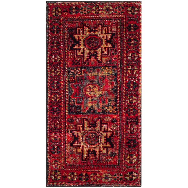 Safavieh Vintage Hamadan Rug Collection VTH213M - Light Blue - Black - 6&-7x22 x 9&