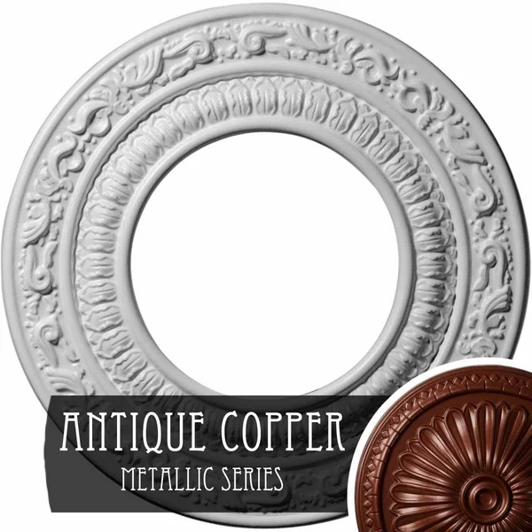 8 1/8x22OD x 4 1/8x22ID x 1/2x22P Andrea Ceiling Medallion (Fits Canopies Up to 4 1/8x22), Hand-Painted Pewter