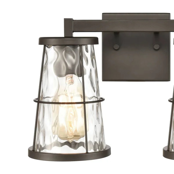 Elk Lighting 57312/2 Kendrix 2-Light Vanity Light in Oil Rubbed Bronze with Water Glass