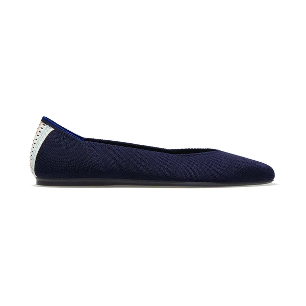 Rothy&s Navy Blue Square-Toe Flats, Navy, Size 10