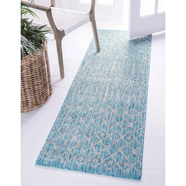 Unique Loom Outdoor Tribal Trellis Rug (5& x 8& - Gray)