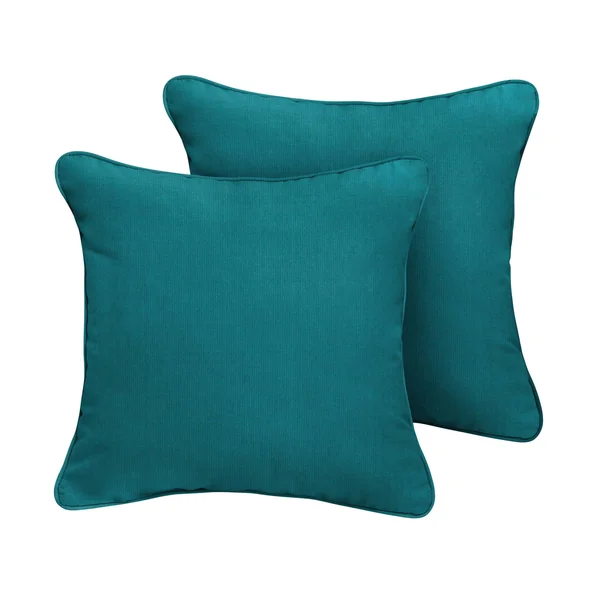 Set of 2 Peacock Teal Green Corded Decorative Square Pillows - 18x22