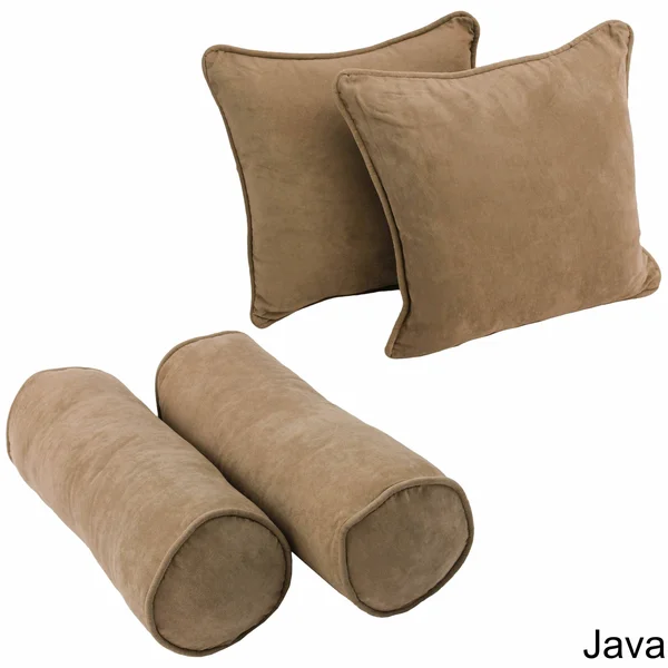 Blazing Needles 4 Piece Microsuede Corded Throw Pillow Set - Grey