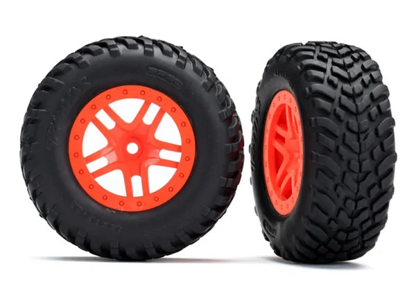 Traxxas 5892 - SCT Off-Road Racing Tires, SCT Split-spoke Wheels, Orange (2)