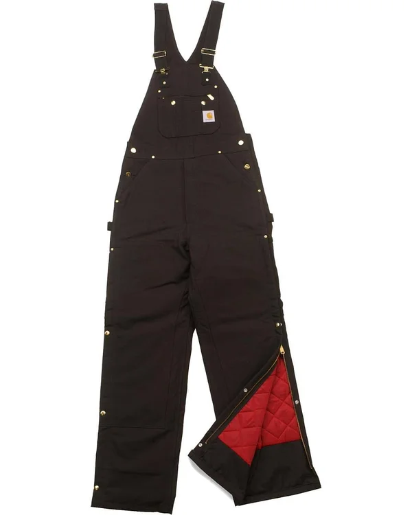Carhartt Black Quilt-Lined Zip-to-Thigh Bib Overalls