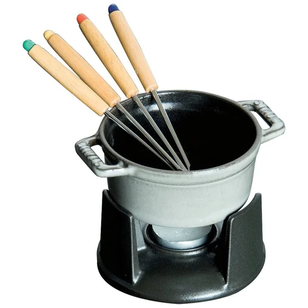 Staub Cast Iron 0.25-qt Mini Chocolate Fondue Set - Matte Black
