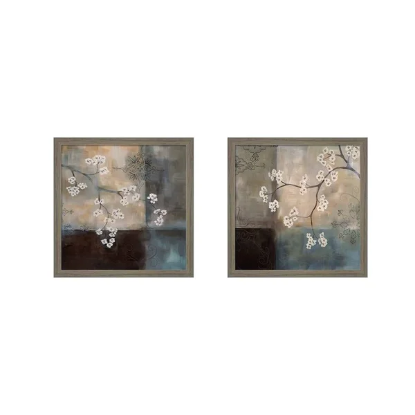 Great Art Now Abstract & Natural Elements by Laurie Maitland, 2 Piece Framed Art Set Each 13.5W x 13.5H, White