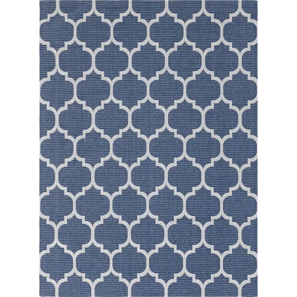 Unique Loom Decatur Trellis Navy Blue/Ivory 4 ft. 2 in. x 6 ft. Area Rug
