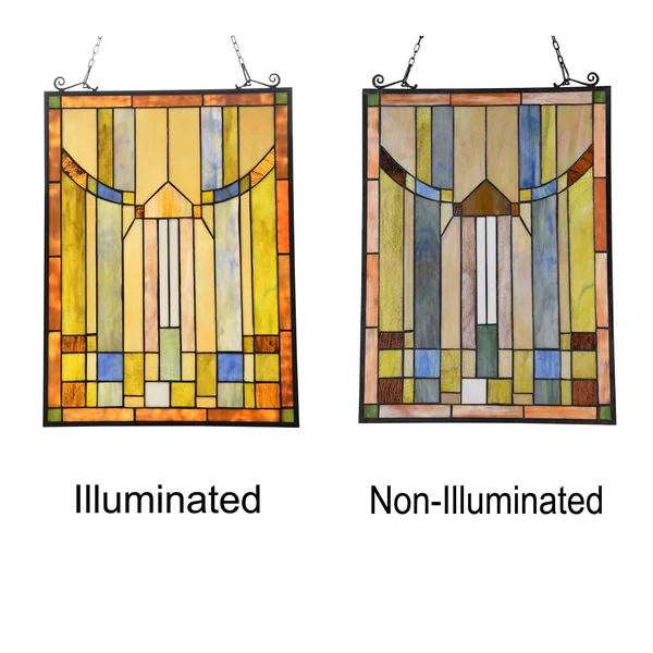 Chloe Lighting Kinsey Tiffany-style Misssion Design Window Panel 18x22 x 25x22